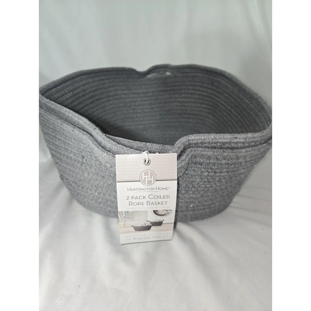 New Huntington Home 2 Pack Coiled Rope Baskets Grey
